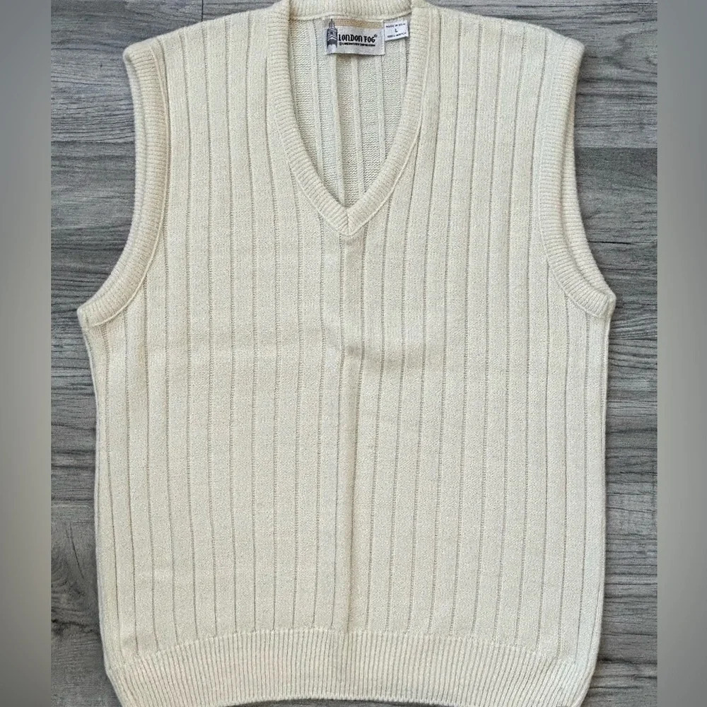 London Fog men’s‎ cream knit sweater vest size large